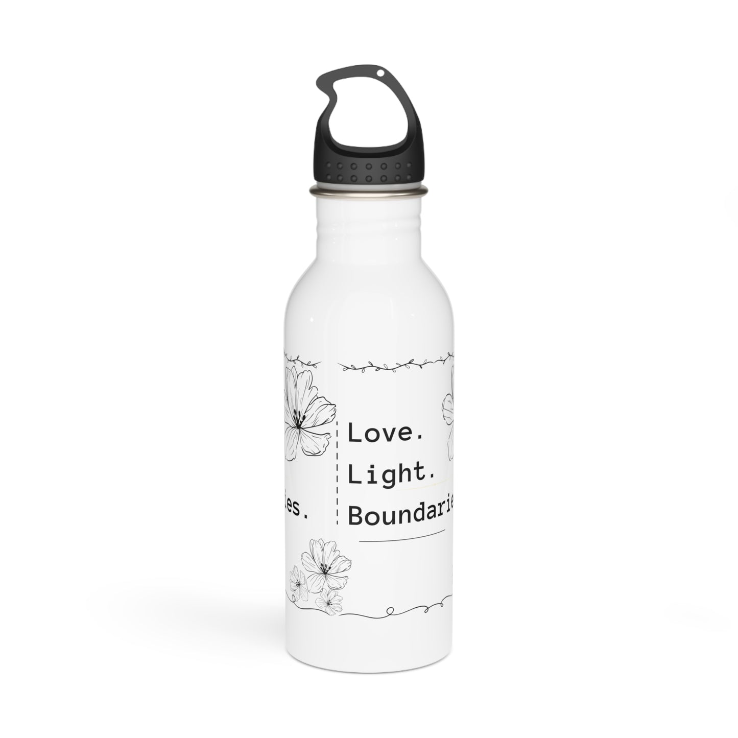 LOVE. LIGHT. BOUNDARIES. - Stainless Steel Water Bottle