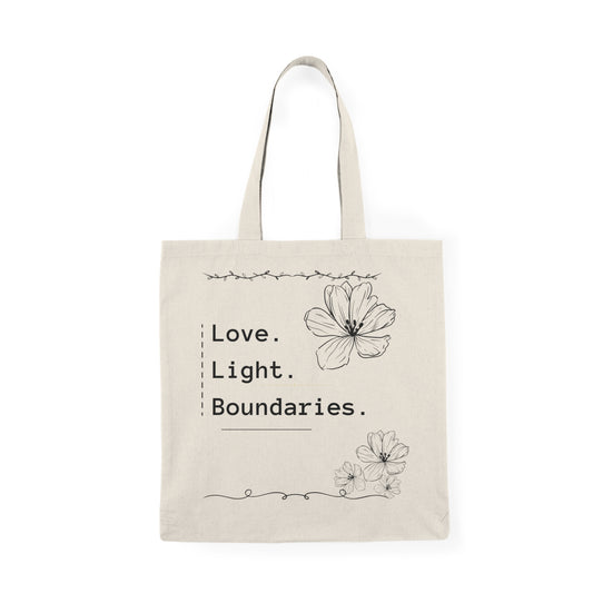 LOVE. LIGHT. BOUNDARIES. Natural Tote Bag