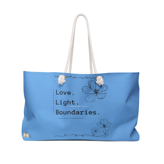 LOVE. LIGHT. BOUNDARIES. - Weekender Bag - Blue.